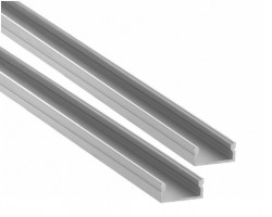 Perfil Aluminio Anodizado Superficie Plata 17x8mm. para tiras LED, 6mts (2 tramos de 3 Metros)