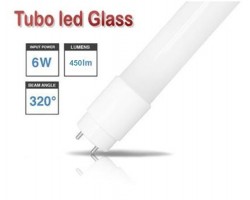 Tubo LED T8 438mm Cristal 6W Blanco Frío, conexión 1 lado