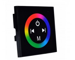 Controlador Táctil para tira LED RGB Negro para empotrar en cajetín universal
